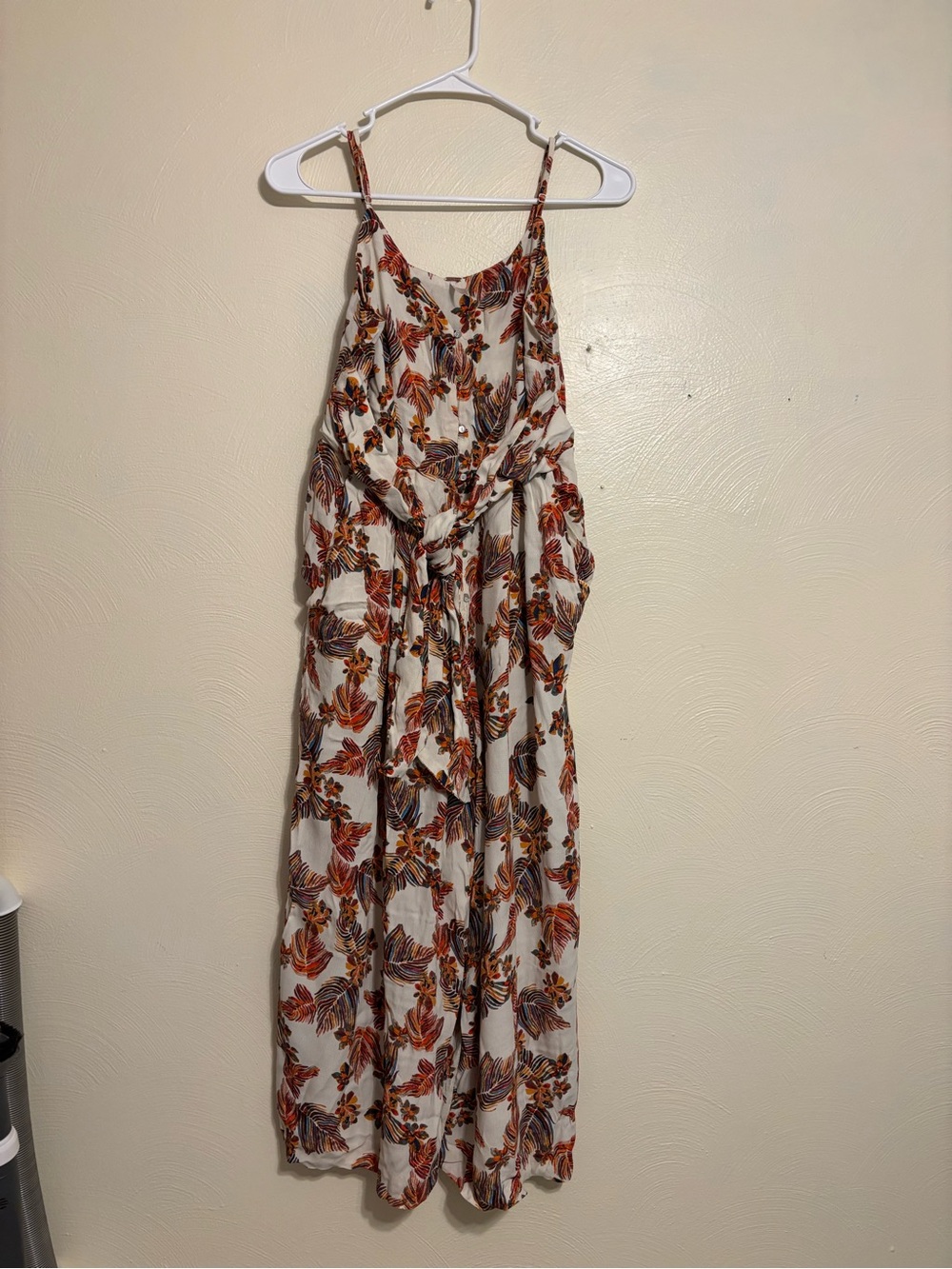 Free People Tropical Palm Print Tie Front Romper Size 8 Boho Festival
